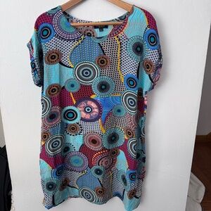 Papillon Mandala pattern multi color midi dress Size XL